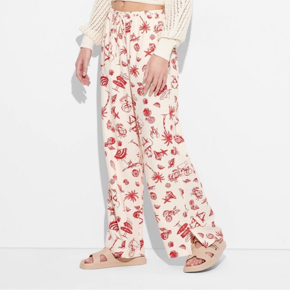 New with tags! Wild Fable Red Seashell Pull on Linen Pants
